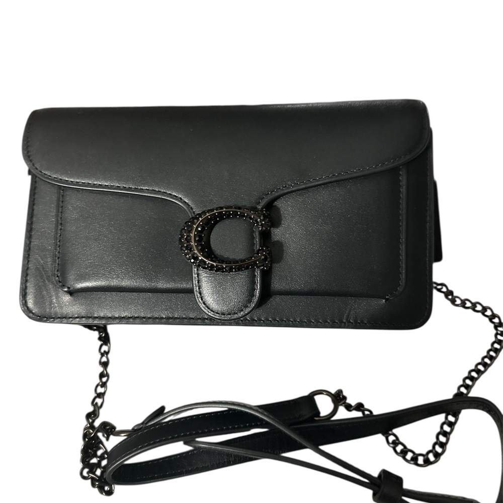 NWT Coach Black Safiano leather  Crossbody Bag with  adj Chain Strap fine bag
